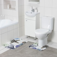 Набор ковриков для ванны и туалета Доляна «На дне», 2 шт: 40×45, 45×75 см No Brand