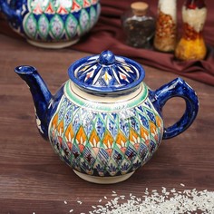 Чайник Риштанская Керамика "Узоры", 1000 мл, микс Шафран