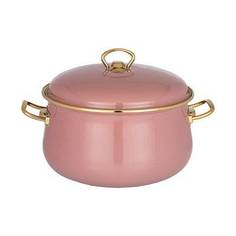 Кастрюля AGNESS эмалированная с крышкой, СЕРИЯ DELUXE, 22X14 см, 5,0 л
