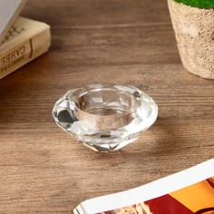 Подсвечник стекло на 1 свечу Кристалл круг прозрачный 3,7х7,5х7,5 см No Brand