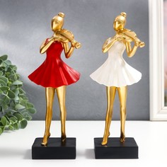 Сувенир полистоун "Девушка со скрипкой" МИКС 24х10х8,5 см No Brand