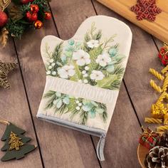 Варежка-прихватка Beautiful Сhristmas 20х28см, саржа, 100% х/л, ватин 250г/м2 Этель