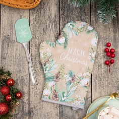 Новогодний набор подарочный "Magic Сhristmas" варежка-прихватка, лопатка силикон Доляна