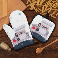 Кухонный набор (2 предмета) Этель LoveLife «Бизнес-леди», прихватка 17х17 см, варежка 26х1