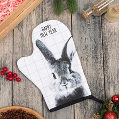 Варежка-прихватка "Merry xmas" 20х28 см, саржа, 100% х/л, ватин 250 г/м2 Этель