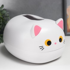 Шкатулка пластик для салфеток "Белый котик" 13х16х22 см No Brand