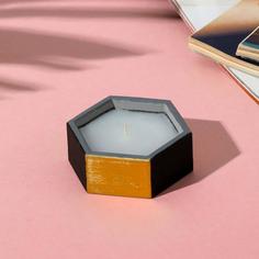 Свеча в подсвечнике (ручная работа) «Черный и золото», 8 х 3 х 7 см No Brand