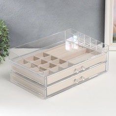 Шкатулка для украшений пластик "С ящичками" 13,5х20х32 см No Brand