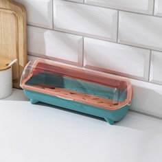 Хлебница с поддоном, 28×11×9,5 см, цвет МИКС No Brand