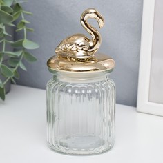 Шкатулка стекло, керамика "Золотой фламинго" 14,5х8х8 см No Brand