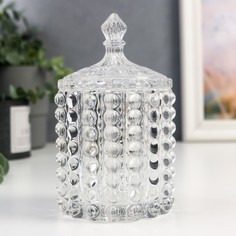 Шкатулка стекло цилиндр "Пузырьки и купол" прозрачный 16х8,5х8,5 см No Brand