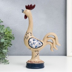 Сувенир полистоун "Прованс. Петушок с голубыми цветами на крыльях" 25х16х7 см No Brand