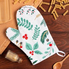 Варежка-прихватка "Leaves" 20х28см, репс, 100% х/л, ватин 250г/м2 Этель