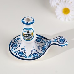 Подсвечник на блюдце Гжель, керамика No Brand