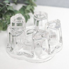 Подсвечник стекло на 1 свечу Пять сердец прозрачный 5,3х11х11 см No Brand
