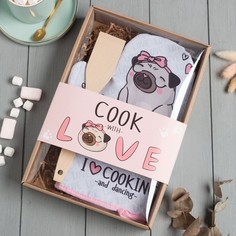 Кухонный набор Cook with love,варежка-прихватка 20х28см, лопатка деревянная Доляна