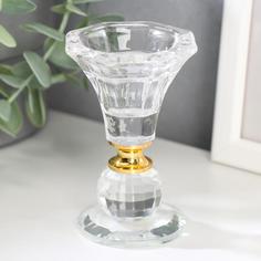 Подсвечник стекло на 1 свечу Вазон с шариком 9,2х5,6х5,6 см No Brand