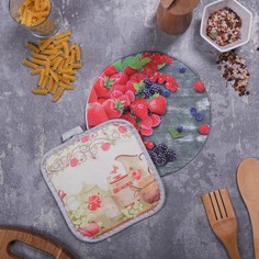 Многофункциональная кухонная доска + прихватка«Приятного аппетита», 20 см No Brand