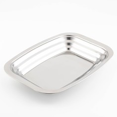 Поднос прямоугольный, 45×32×5 см, 430 сталь, цвет серебряный No Brand