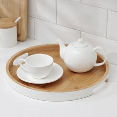 Поднос с ручками Heaven, d=32,5 см, бамбук, цвет МИКС No Brand