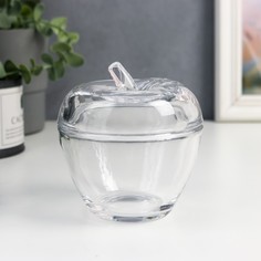 Шкатулка стекло "Яблоко" прозрачная 11х10 см No Brand