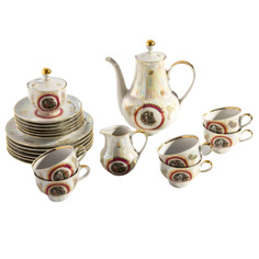 Кофейный сервиз, Винтаж, на 6 персон (21 предм.), фарфор, золочение, 1972-1990 гг. Однажды