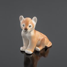 Статуэтка "Львенок", фарфор, аэрография, роспись, (ЛФЗ), СССР, 1970-1991 гг. Однажды