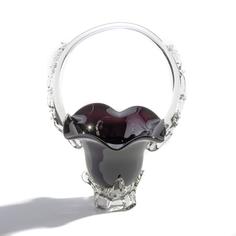 Конфетница в форме корзинки с волнистым бортом и рельефной ручкой, Винтаж Однажды