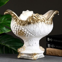 Вазон Ваза белая в золоте, 0,7л/ 27х33х20см No Brand