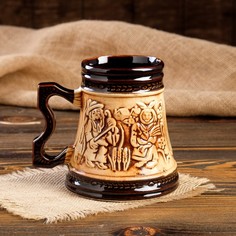 Пивная кружка Кантри, бежевая, керамика, 0.7 л