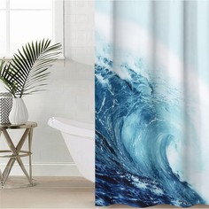 Штора для ванной Доляна WAVE, с люверсами, 180×180 см, полиэстер