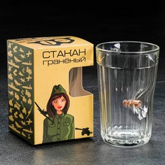 Дарим Красиво Стакан "Непробиваемый. 23 февраля", граненый, с пулей, 250 мл