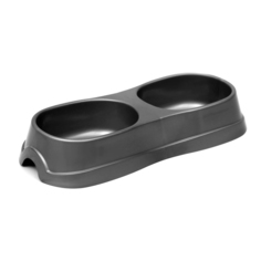Миска для кошек Atlantis Plast, двойная, 28 х 12.5 х 5 см, серебро, 2 х 0.3 л