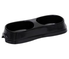 Миска для кошек Atlantis Plast двойная 2 х 0,3 л, 28 х 12,5 х 5 см, чёрная