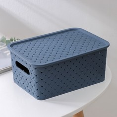 Корзина для хранения с крышкой Виолет «Береста», 3 л, 23,5×17,3×10,5 см, цвет синий No Brand