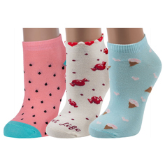 Комплект носков женских ХОХ 3-G-3Rk бежевых; бирюзовых; розовых 25