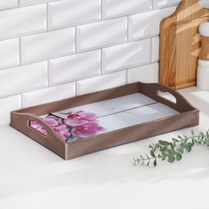 Поднос деревянный для завтрака Орхидея 43х27,5х7 см No Brand
