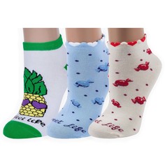 Комплект носков женских ХОХ 3-G-3Rk бежевых; белых; голубых; зеленых; желтых; красных 25