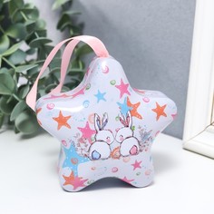 Шкатулка металл звёздочка Зайчата 5х10х10 см No Brand