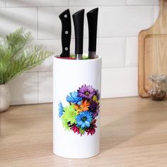 Подставка для ножей с наполнителем «Цветение», 11×11×22 см No Brand