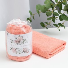 Этель Полотенце подарочное Этель Ты делаешь мир прекраснее персиковый, 50х90см, 100%хл,340