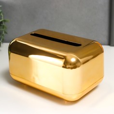 Шкатулка пластик для салфеток Плавные углы. Золото 10х12х18 см No Brand