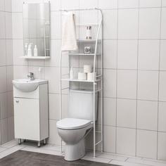 Стеллаж над унитазом со штангой для сушки, 47×25×175 см, цвет белый No Brand