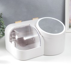 Шкатулка для косметики пластик, зеркало с подсветкой Белоснежная 37,5х22х31 см No Brand