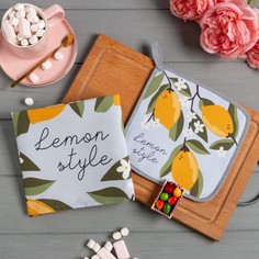 Этель Набор подарочный Лимонный стиль полотенце 40х73см, прихватка 19х19см, магнит 11х7см