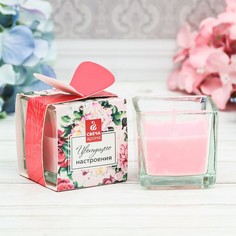 Свеча в квадратном стакане «Цветущего настроения», аромат цветочный No Brand