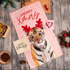 Этель Новогодний подарочный набор кухонный Merry Xmas подставка, полотенце, формочка