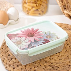 Контейнер пищевой «Герберы», 1,1 л, цвет мятный No Brand