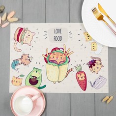 Салфетка на стол "Love food" ПВХ, 40х29 см Доляна