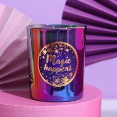 Свеча в стакане "Magic happens", аромат цветочный No Brand